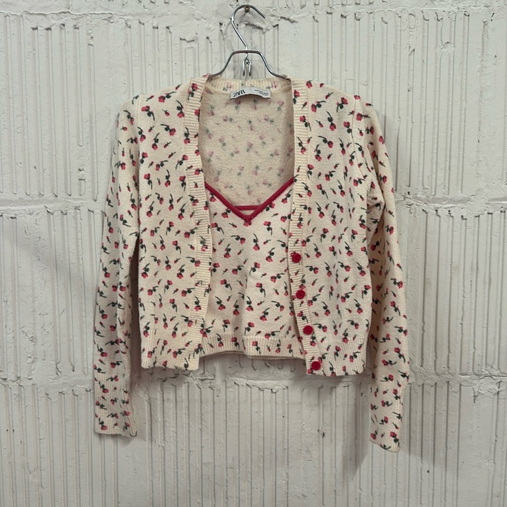 Zara knit cardigan and tank set